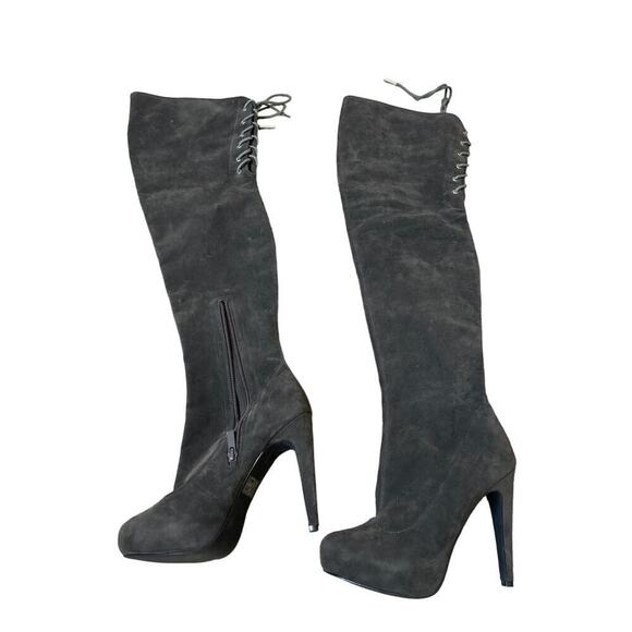 Victoria’s Secret Colin Stuart Over-the-knee Boot steel gray suede platform 7.5 - Picture 7 of 11